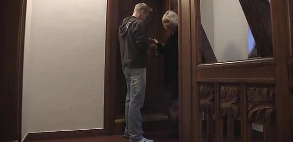  Guy fingers and doggy-fucks old blonde neighbor